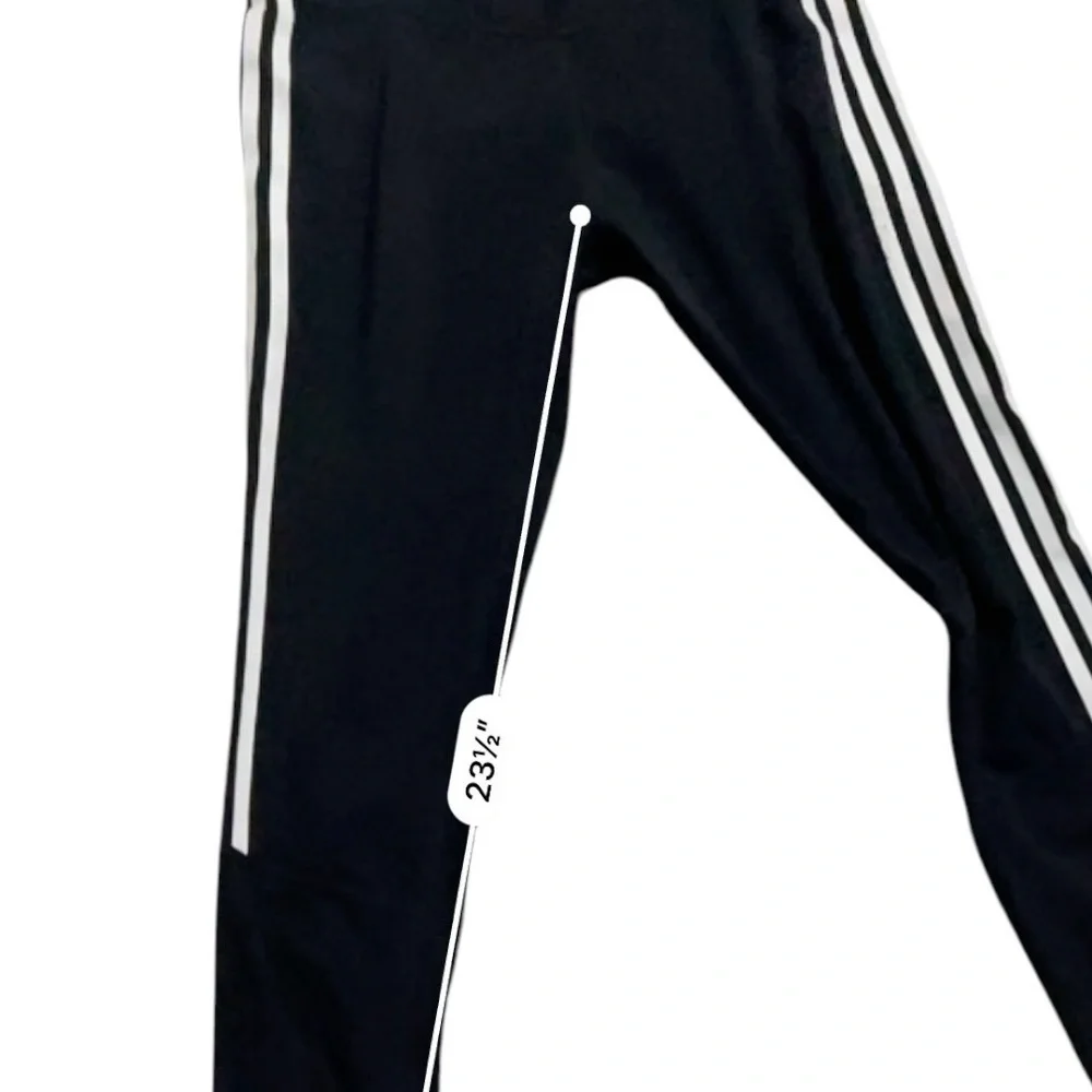 Adidas activewear yoga sports leggings black striped pocket wide waist Women M